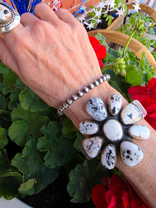 6mm Sterling Silver Beaded Bracelet with 1" extender