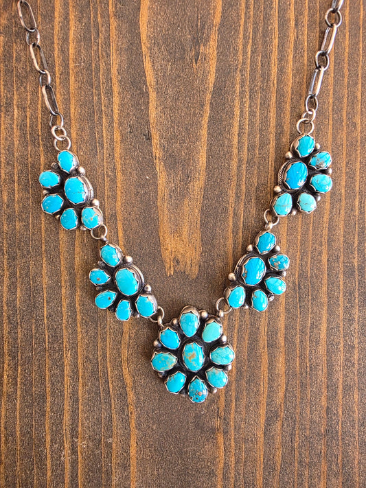 Ella Peter Kingman Turquoise Cluster Statement Necklace