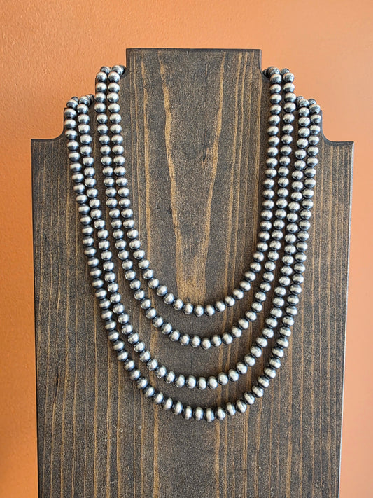 7mm Sterling Silver Beaded Necklace with 2" Extender