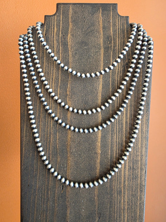 6mm Sterling Silver Beaded Necklace with 2" Extender