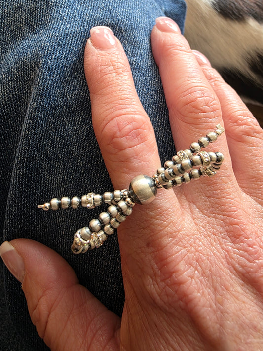 Petite Sterling Silver Bowtie Bling Ring