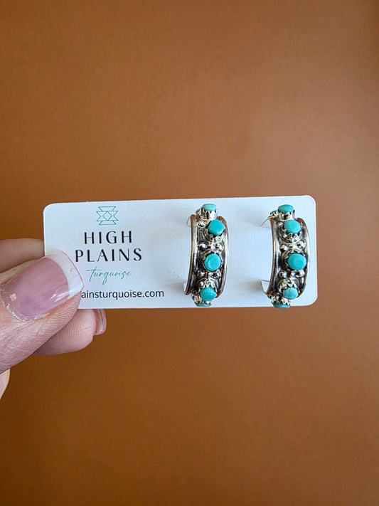 7-Stone Kingman Turquoise Half Hoops