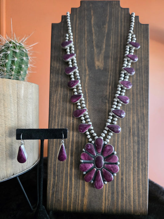 Purple Spiny Cluster Squash Necklace Set