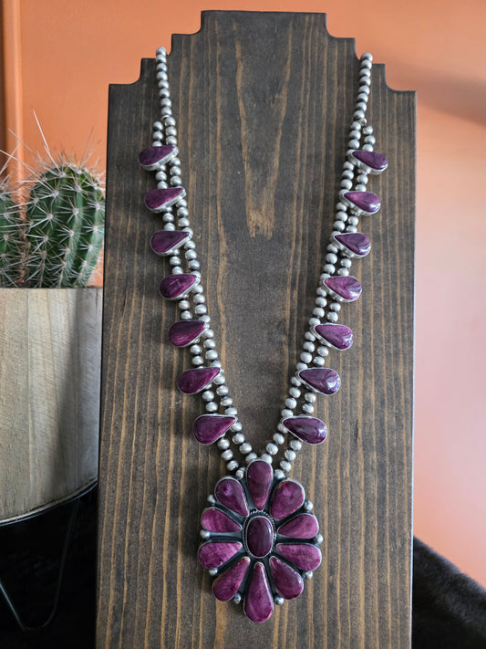 Purple Spiny Cluster Squash Necklace Set