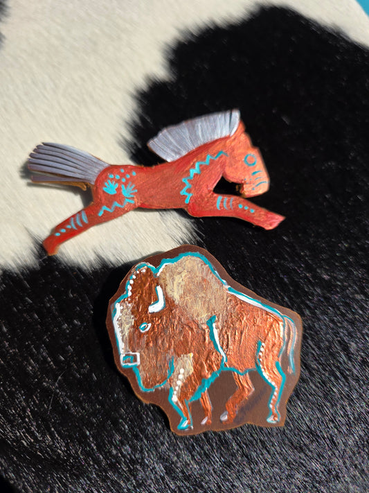Hand Painted Leather Pin