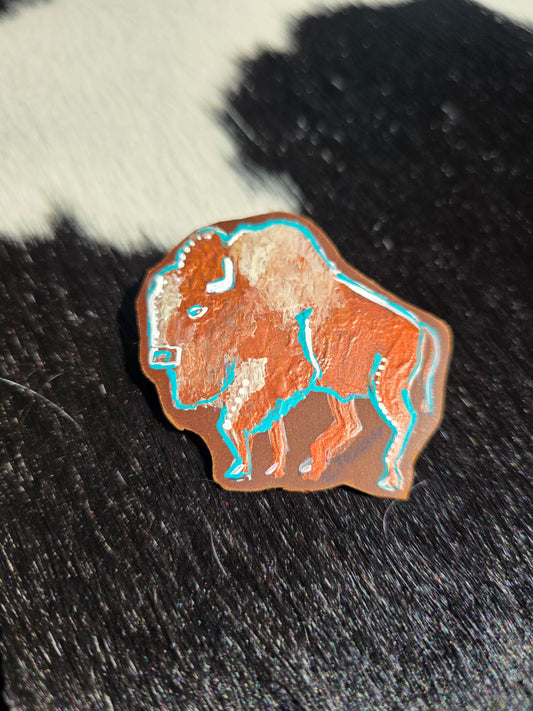 Hand Painted Leather Pin