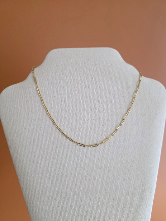 Gold-Plated Stainless Steel Paperclip Charm Necklace