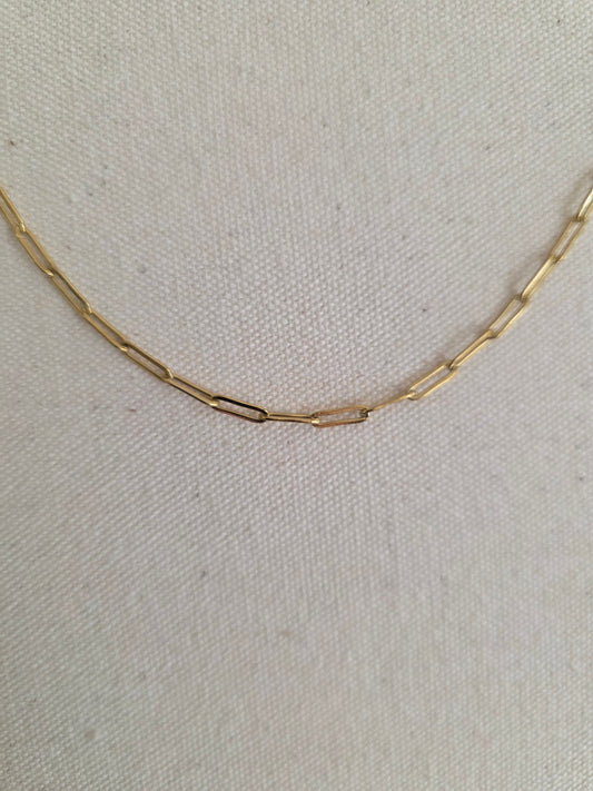 Gold-Plated Stainless Steel Paperclip Charm Necklace