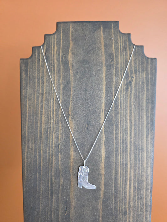 Stamped Sterling Silver Boot Necklace