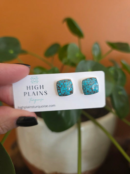 Prince Egyptian Turquoise Square Stud Earrings