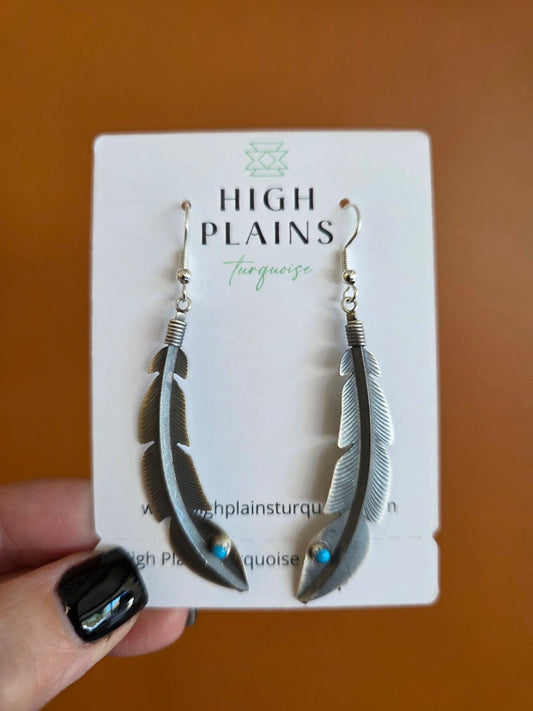 Long Sterling Silver Feather Earrings