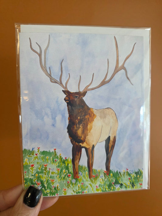 Spring Elk Blank Greeting Card