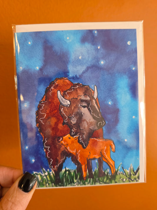 Goodnight Buffalo Blank Greeting Card