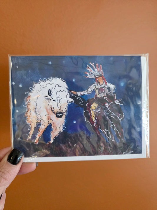 White Buffalo Blank Greeting Card