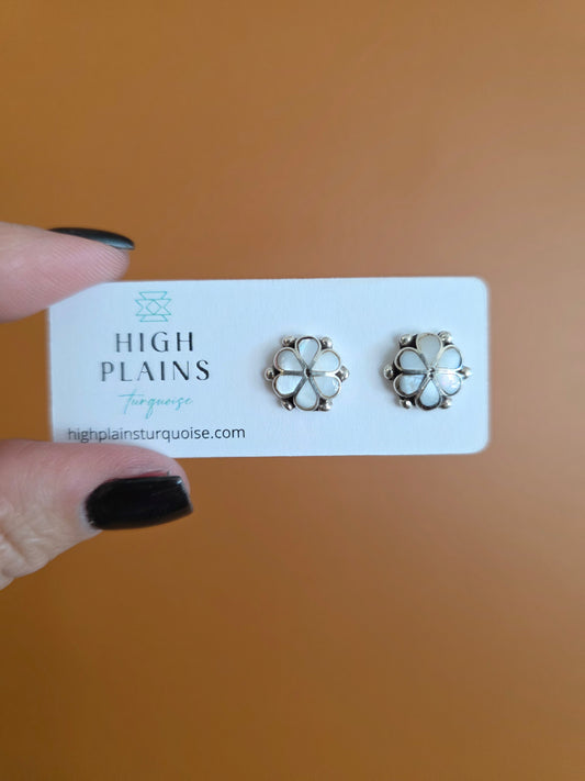 Zuni Flower Earrings with Sterling Inlay