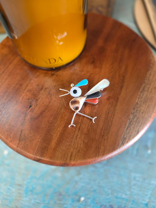 Zuni Roadrunner Inlay Pin/Pendant