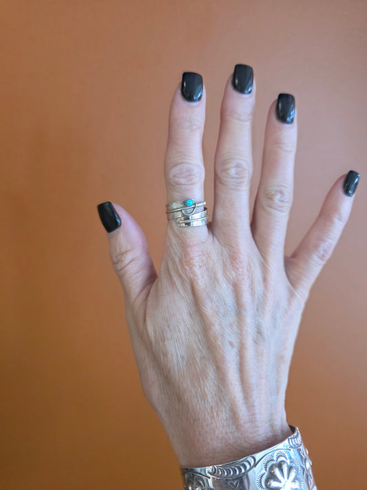 Adjustable Sterling Feather Wrap Ring with Kingman Stone accent