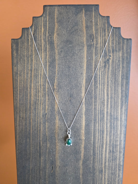 Malachite Triple Dot Sterling Pendant Necklace