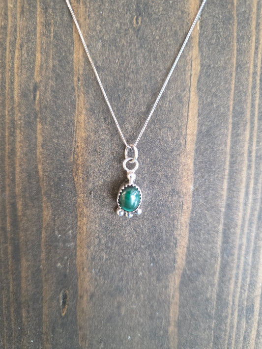 Malachite Triple Dot Sterling Pendant Necklace