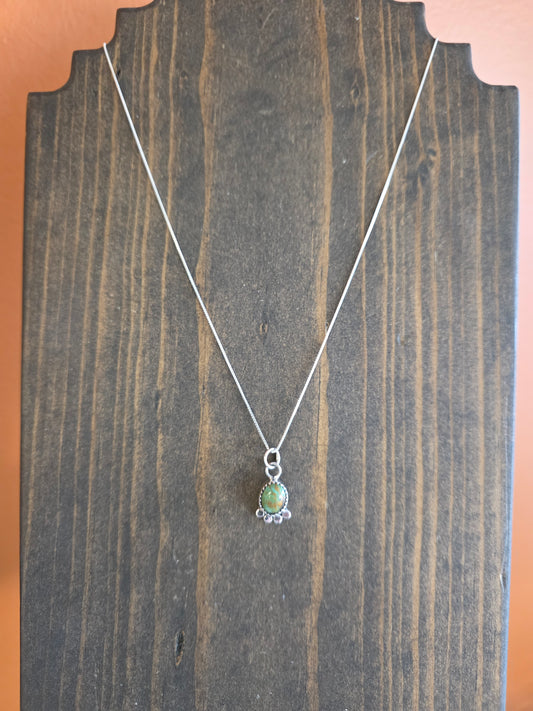 Sterling Dot and Turquoise Pendant Necklace