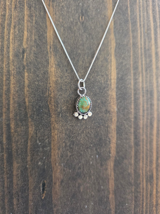 Sterling Dot and Turquoise Pendant Necklace