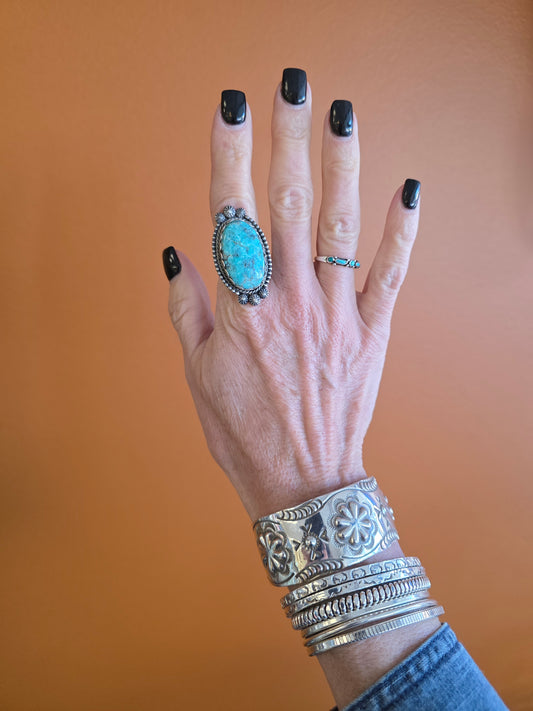 Large Stone Lone Mountain Turquoise Ring