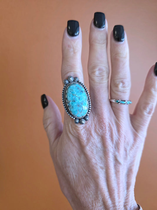Large Stone Lone Mountain Turquoise Ring