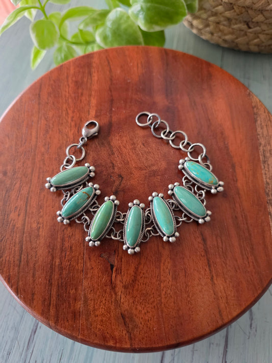 Bea Tom Kingman Turquoise Link Bracelet - 6-7.5"