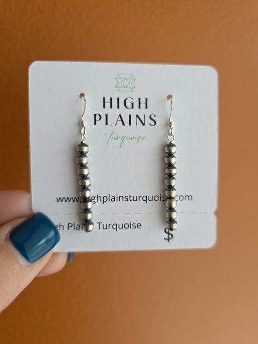 4mm Sterling Silver Beaded Stick Style Earrings