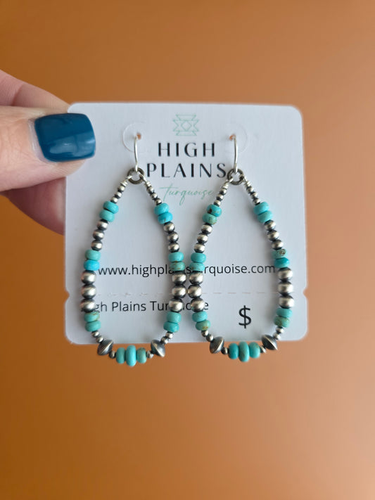 Sterling Silver Mix Bead Campitos Turquoise Earrings