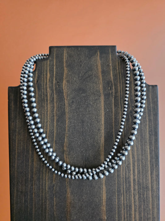 3-Strand 4-6mm Sterling Silver Necklace - 18"