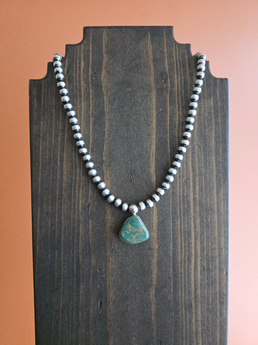 7mm Sterling Silver Kingman Turquoise Pendant Necklace