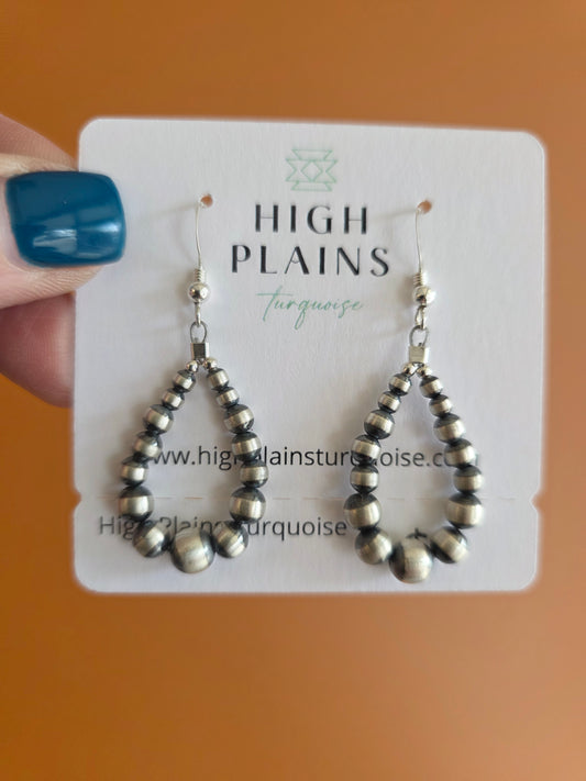 Sterling Silver Graduated Teardrop Bead Earrings