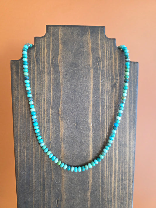 6mm Sonoran Gold Turquoise Rondelle Beaded Necklace