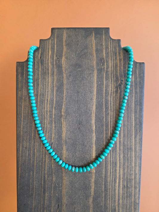 6mm Kingman Turquoise Rondelle Beaded Necklace