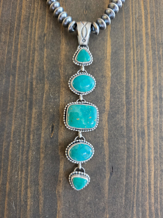 Contemporary 5-Stone Turquoise Pendant