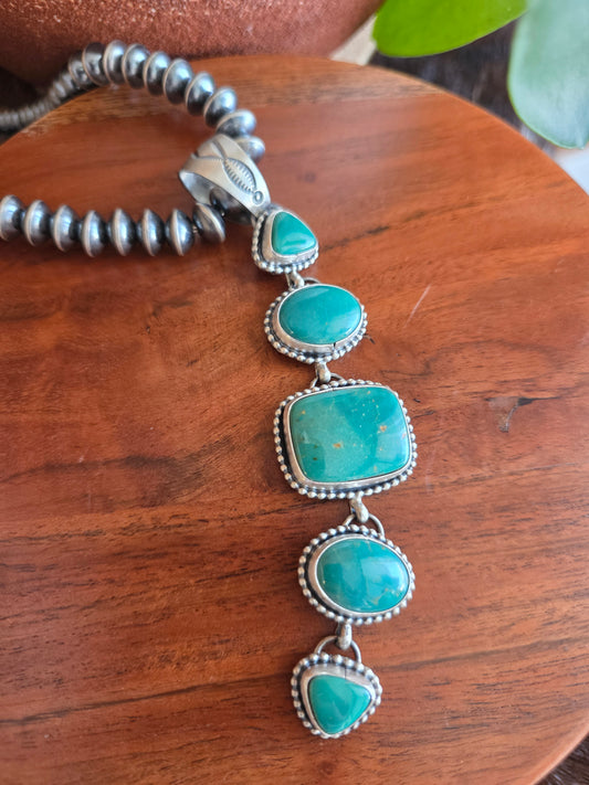 Contemporary 5-Stone Turquoise Pendant