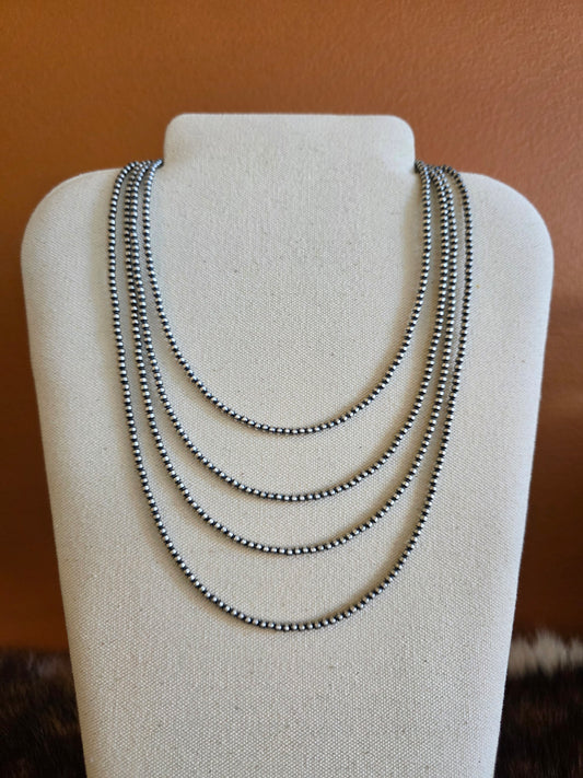 3mm Sterling Silver Beaded Necklace