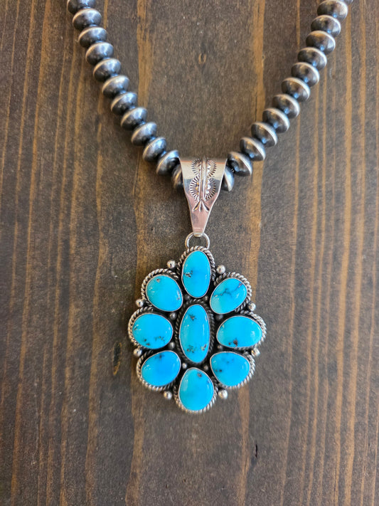 Navajo Large Cluster Turquoise Pendant