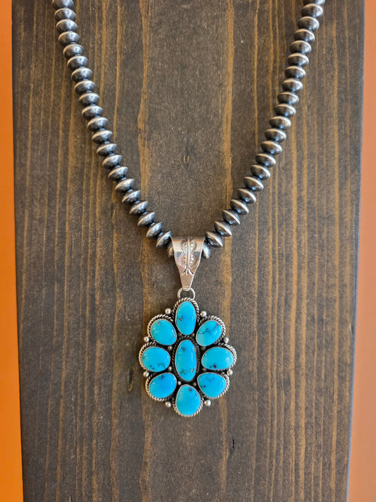 Navajo Large Cluster Turquoise Pendant
