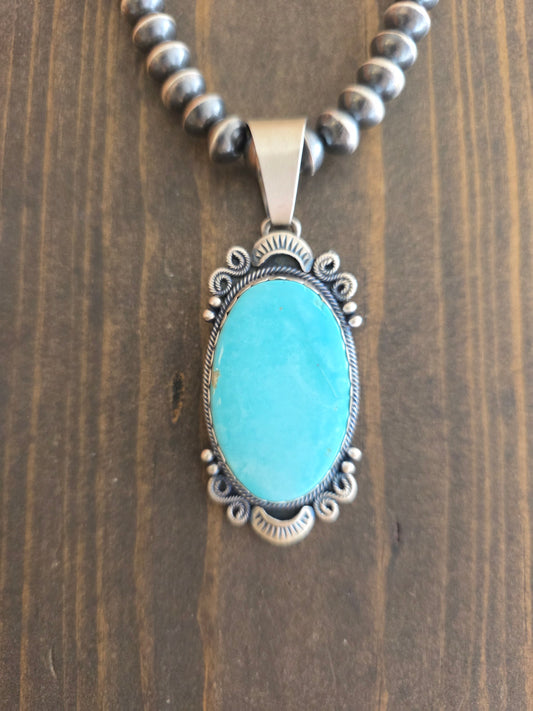 Paul Livingston Tyrone Turquoise Oval Pendant