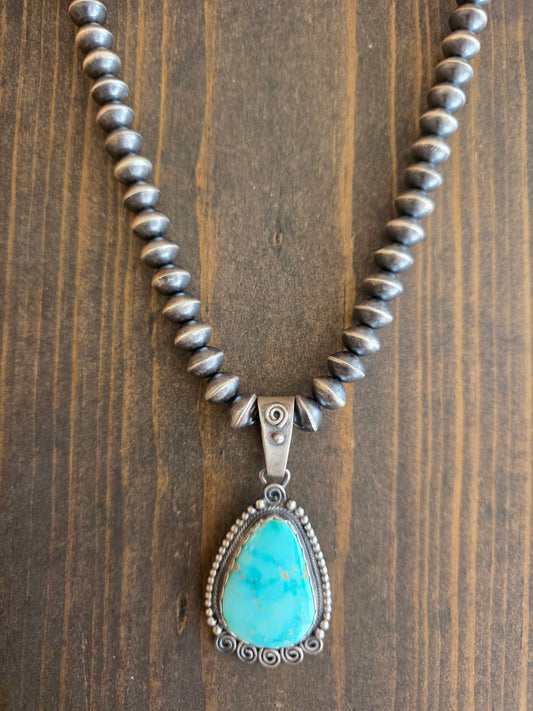 Begay Large Stone Sonoran Mountain Turquoise Pendant