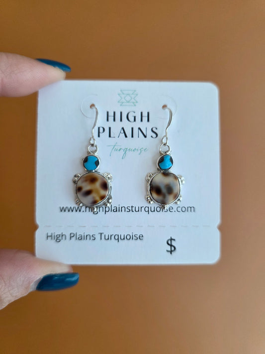 Zuni Turquoise and Shell Turtle Earrings