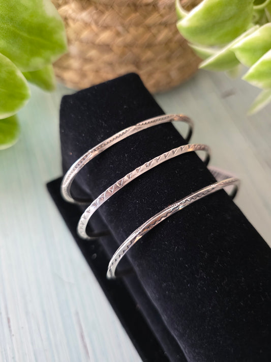 Tahe Stamped Sterling Silver Tri Wire Cuff