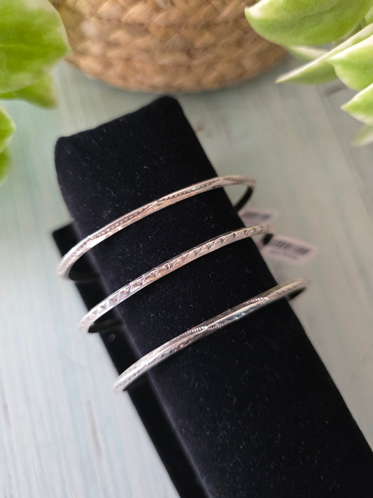 Tahe Stamped Sterling Silver Tri Wire Cuff