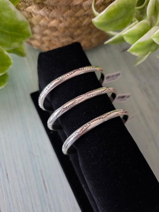 Elaine Tahe Stamped Sterling Silver Half Round Cuff