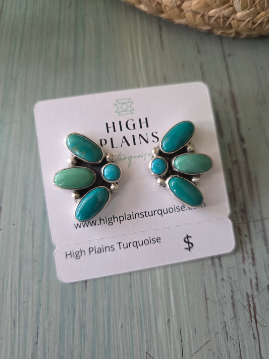 Kingman Turquoise Petal Cluster Earrings