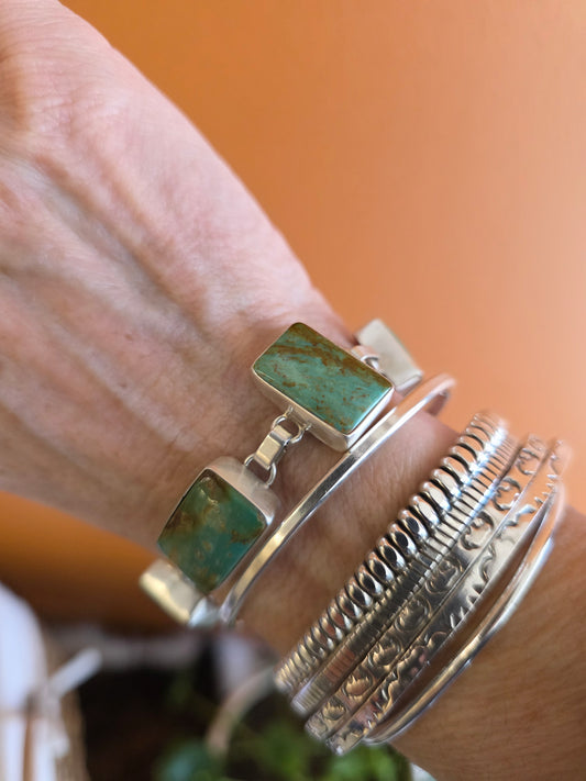 Contemporary Kingman Turquoise Link Bracelet