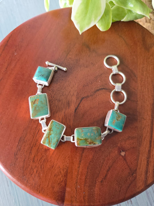 Contemporary Kingman Turquoise Link Bracelet