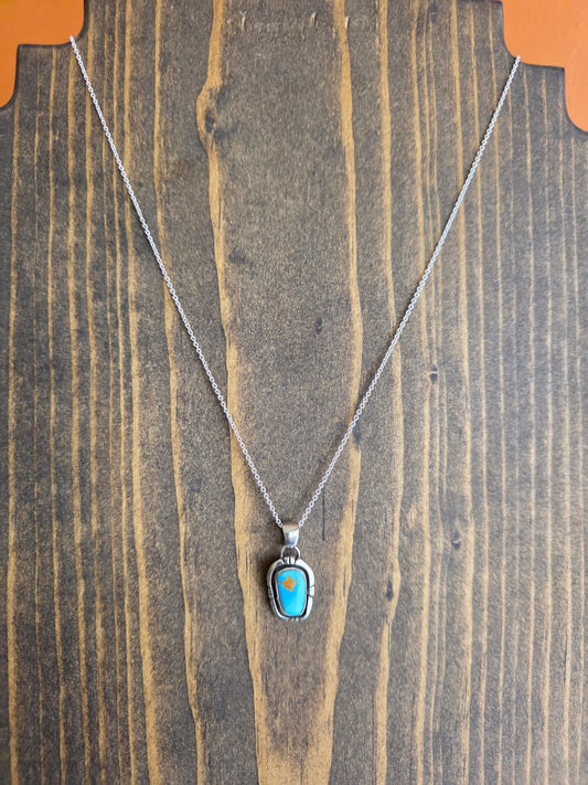 Petite Golden Hills Turquoise Rectangular Pendant Necklace